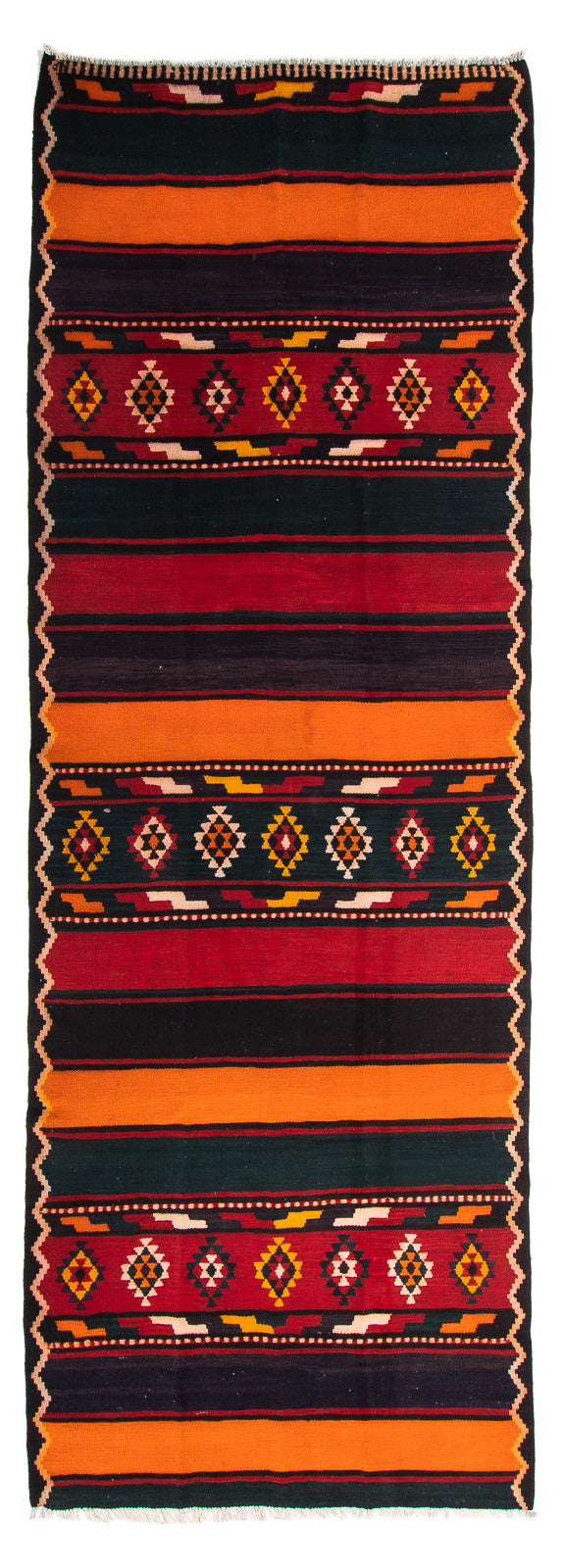 Alfombra de pasillo Alfombra Kelim - Antigua - 340 x 140 cm - multicolor