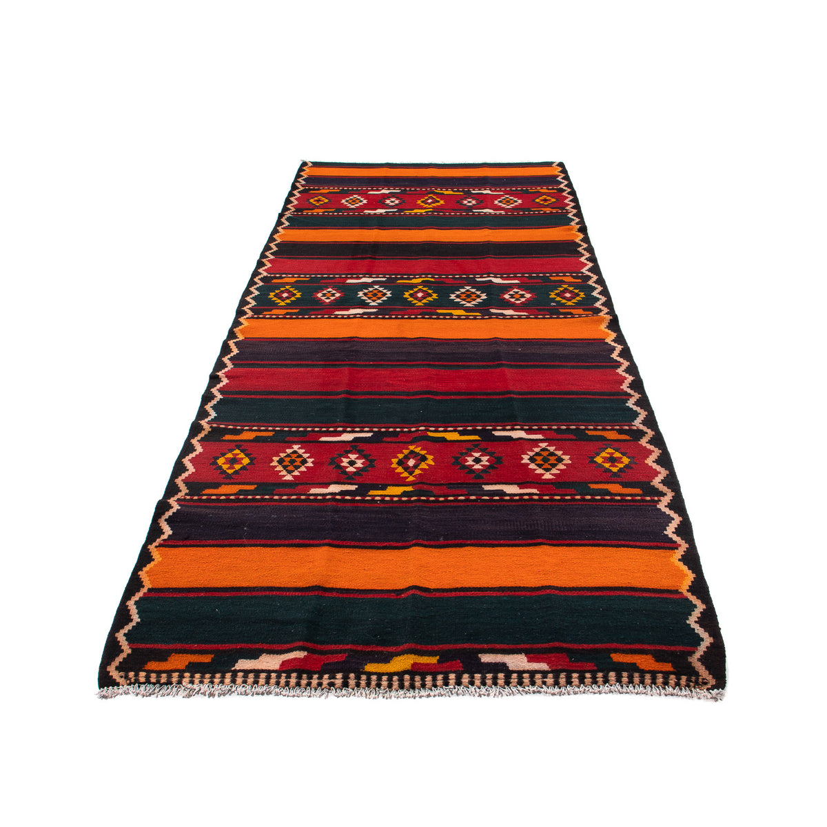 Alfombra de pasillo Alfombra Kelim - Antigua - 340 x 140 cm - multicolor