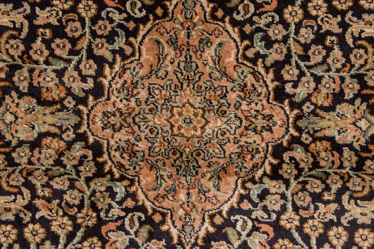 Alfombra de seda - Seda de Cachemira - 153 x 93 cm - azul oscuro