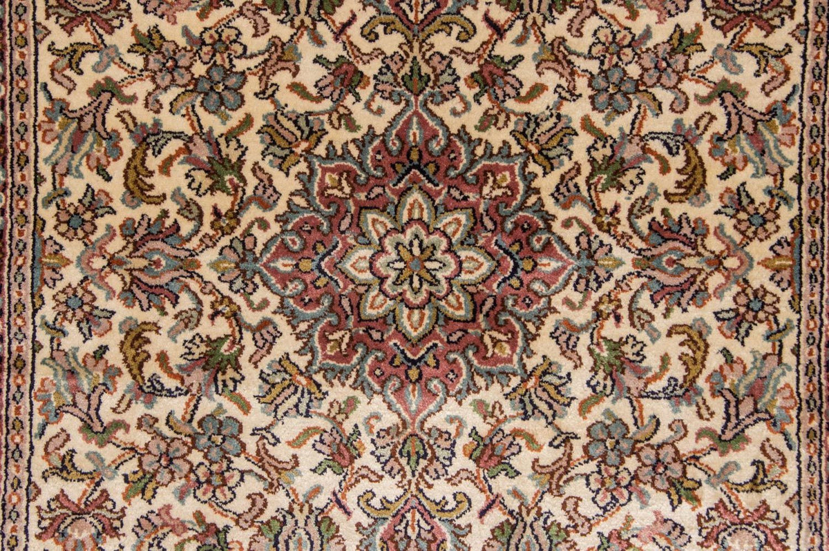 Alfombra de pasillo Alfombra de seda - Seda de Cachemira - 192 x 79 cm - beige