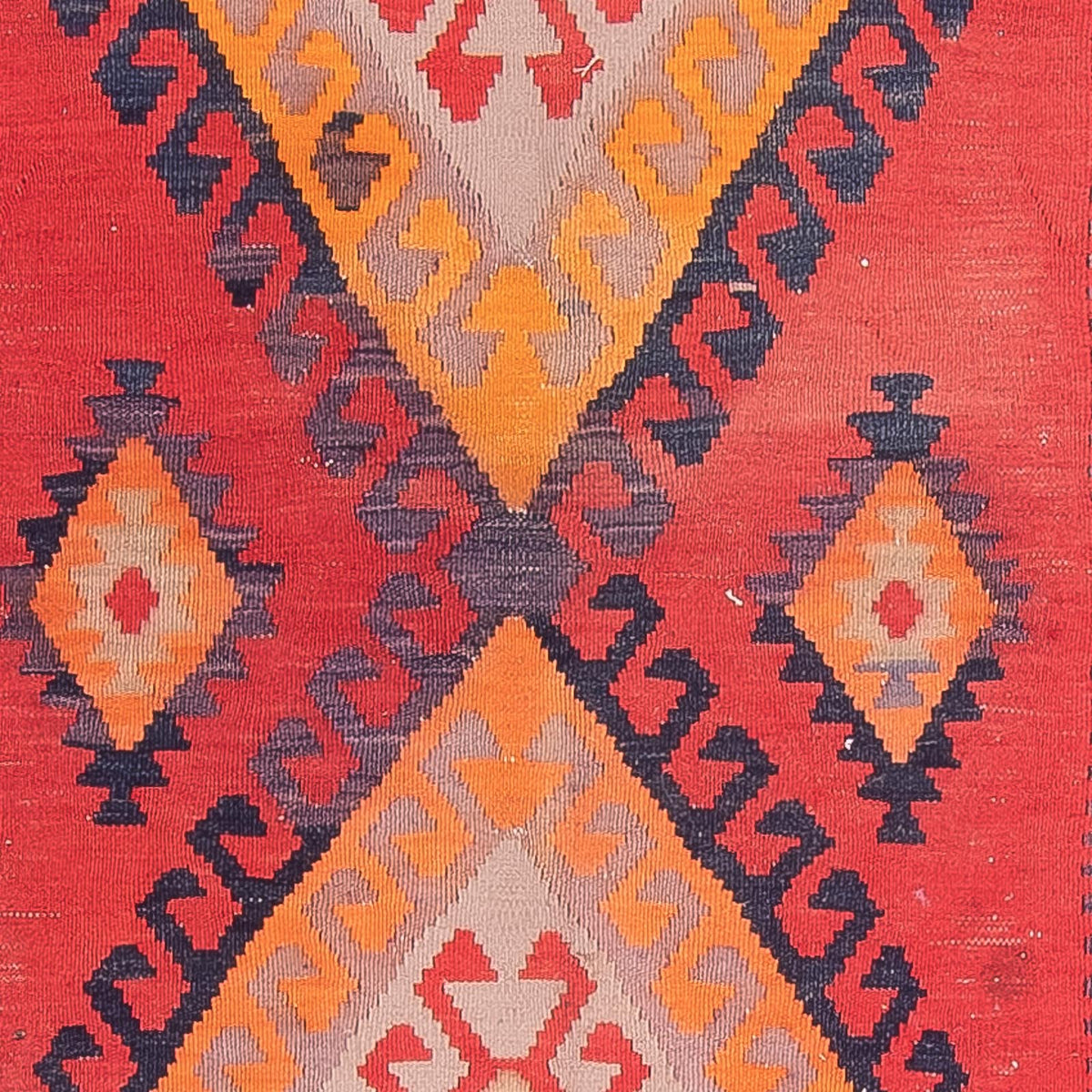Alfombra de pasillo Alfombra Kelim - Antigua - 410 x 150 cm - rojo