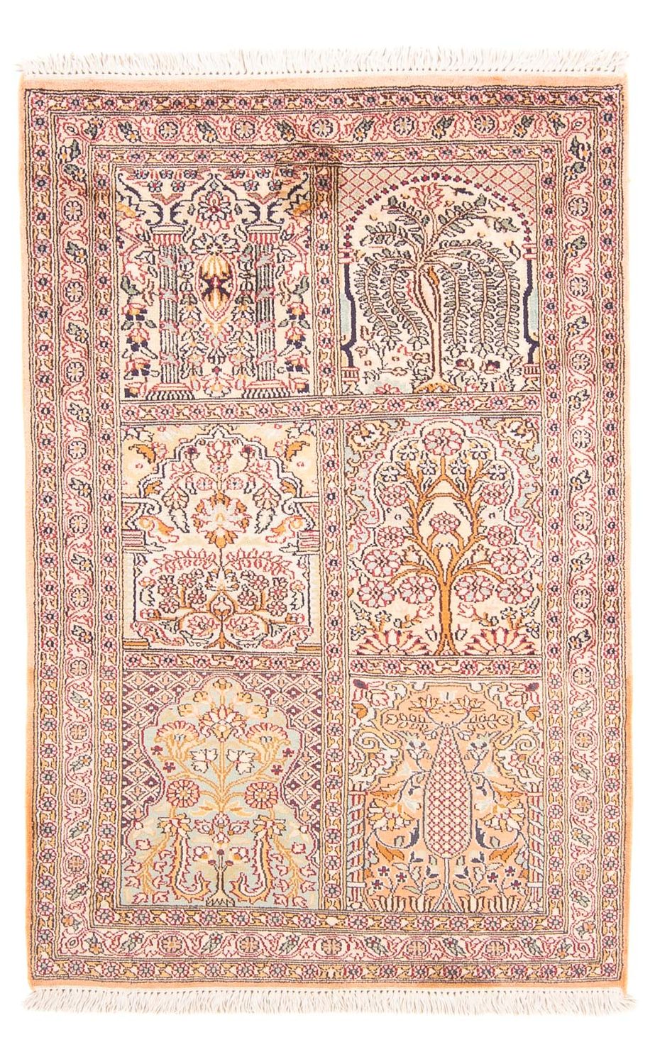 Alfombra de seda - Seda de Cachemira - 119 x 79 cm - multicolor
