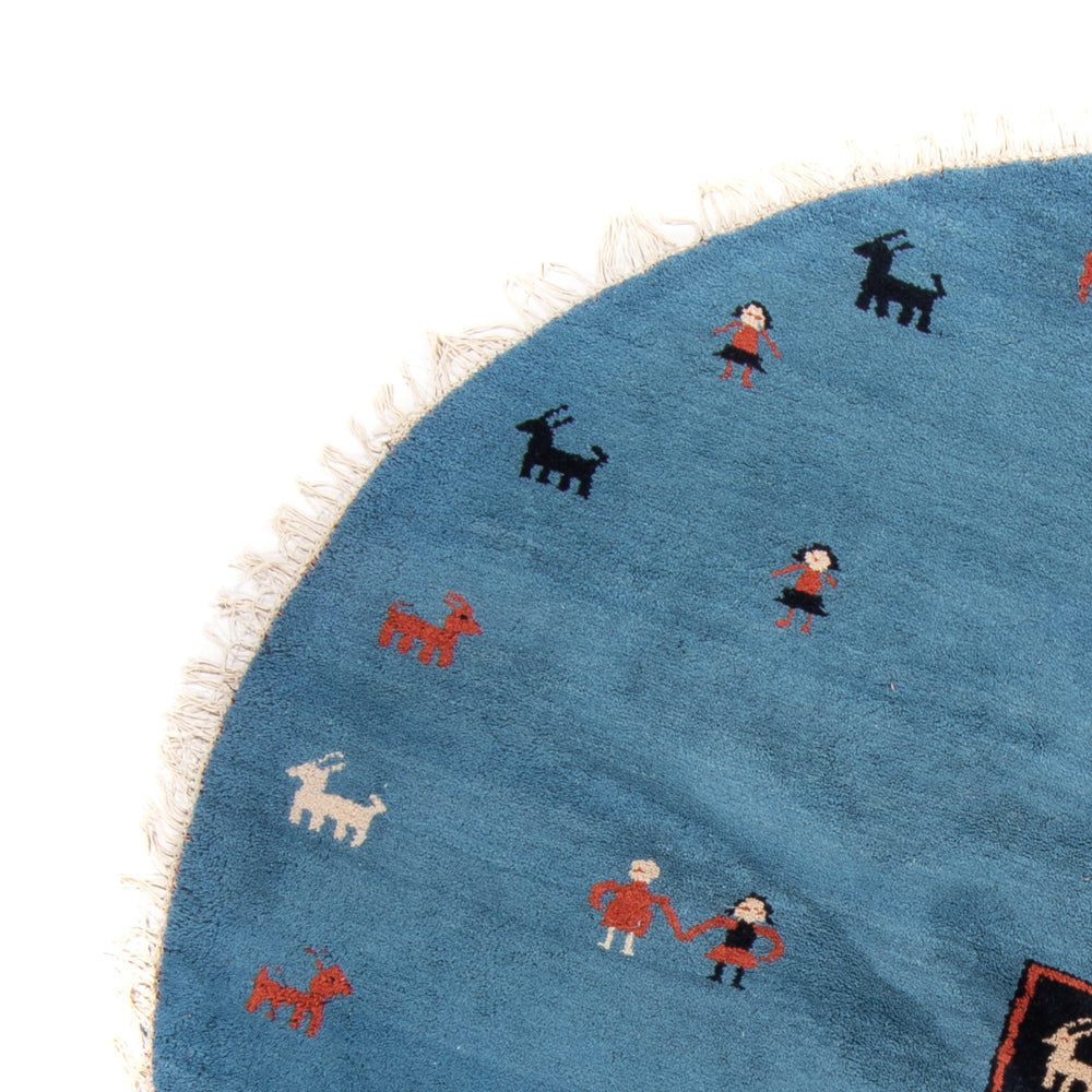 Alfombra Gabbeh - Indus redondo - 195 x 195 cm - azul