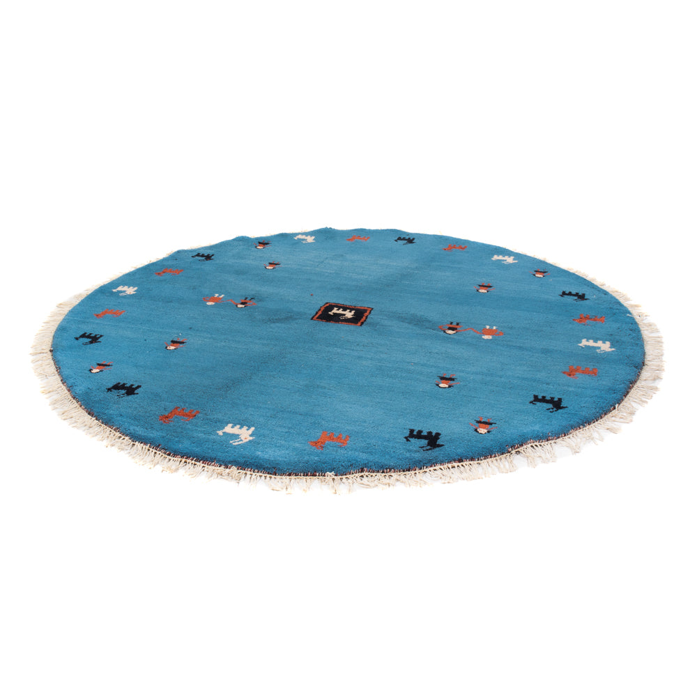 Alfombra Gabbeh - Indus redondo - 195 x 195 cm - azul