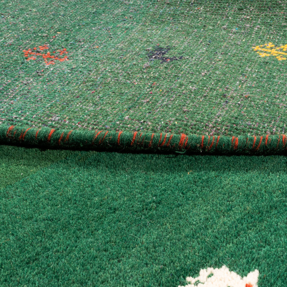 Alfombra Gabbeh - Indus redondo - 194 x 194 cm - verde