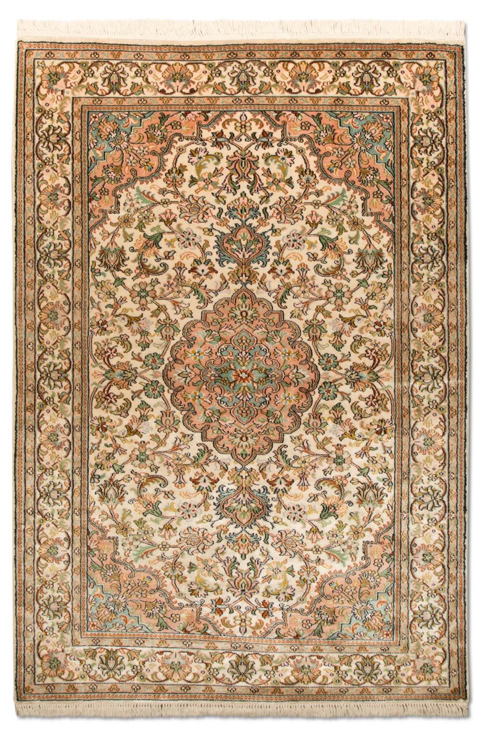 Alfombra de seda - Seda de Cachemira - 148 x 93 cm - beige