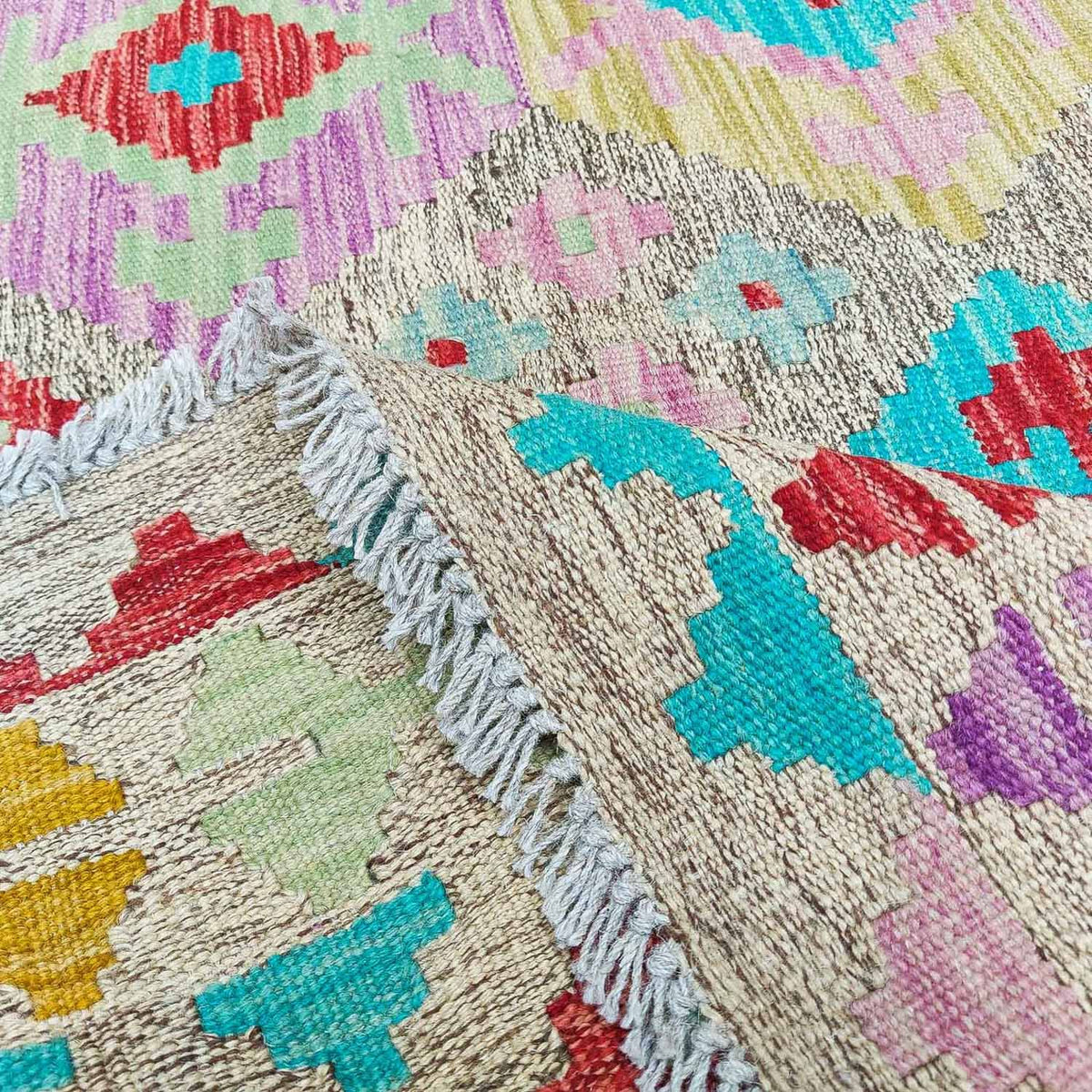 Alfombra Kelim - Splash - 294 x 199 cm - multicolor
