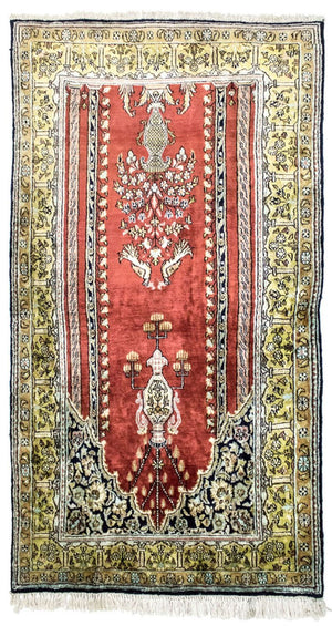 Alfombra de seda - Kayseri - 137 x 77 cm - rojo