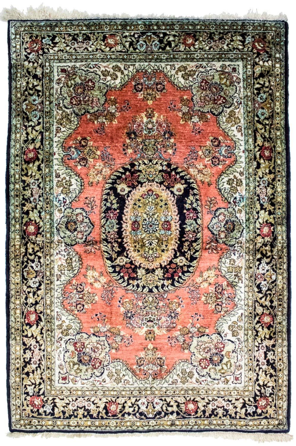 Alfombra de seda - Kayseri - 155 x 110 cm - óxido