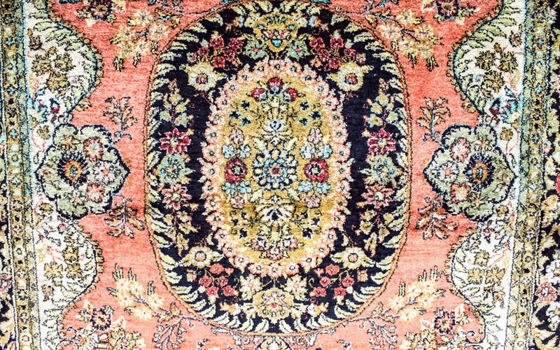 Alfombra de seda - Kayseri - 155 x 110 cm - óxido