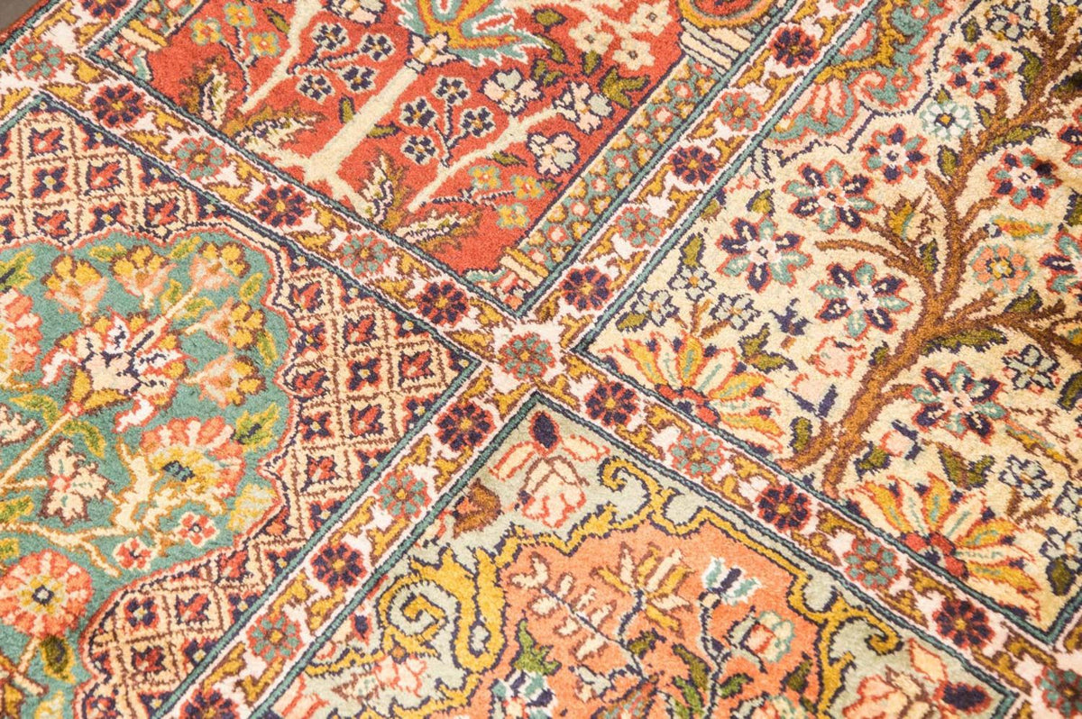Alfombra de seda - Seda de Cachemira - 91 x 65 cm - multicolor