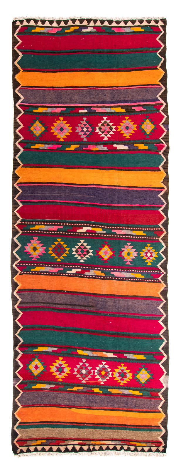 Alfombra de pasillo Alfombra Kelim - Antigua - 365 x 130 cm - multicolor