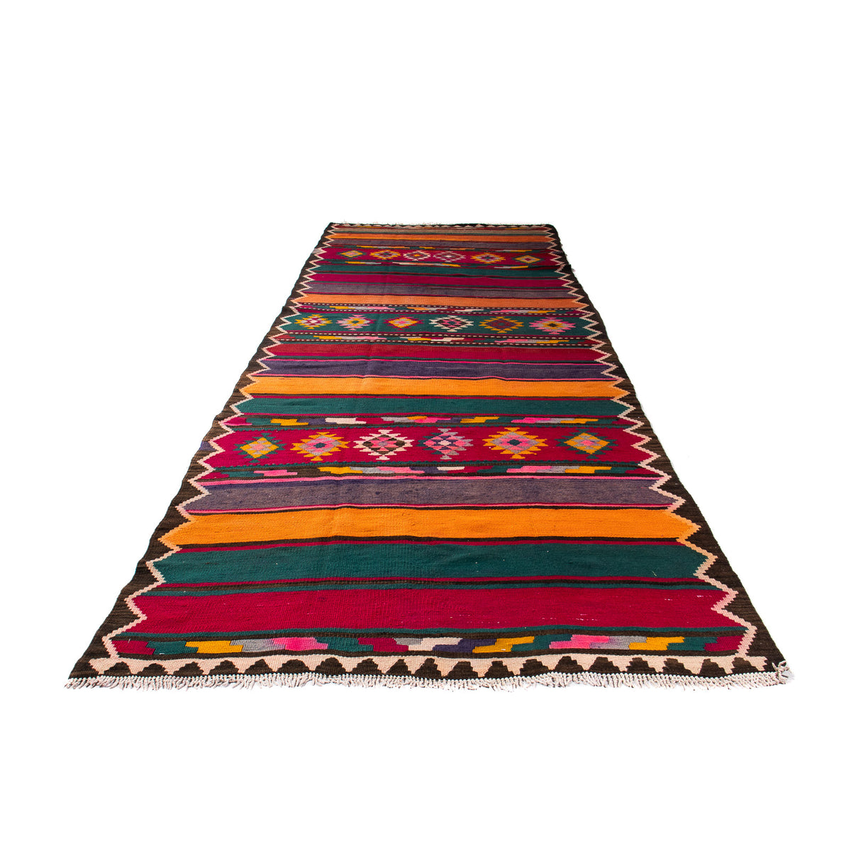 Alfombra de pasillo Alfombra Kelim - Antigua - 365 x 130 cm - multicolor
