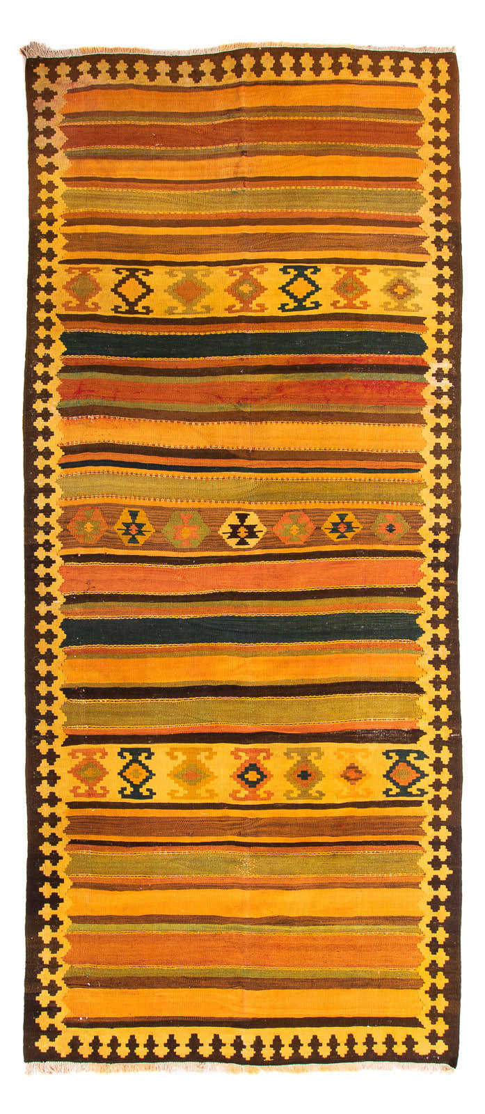 Alfombra de pasillo Alfombra Kelim - Antigua - 355 x 160 cm - multicolor