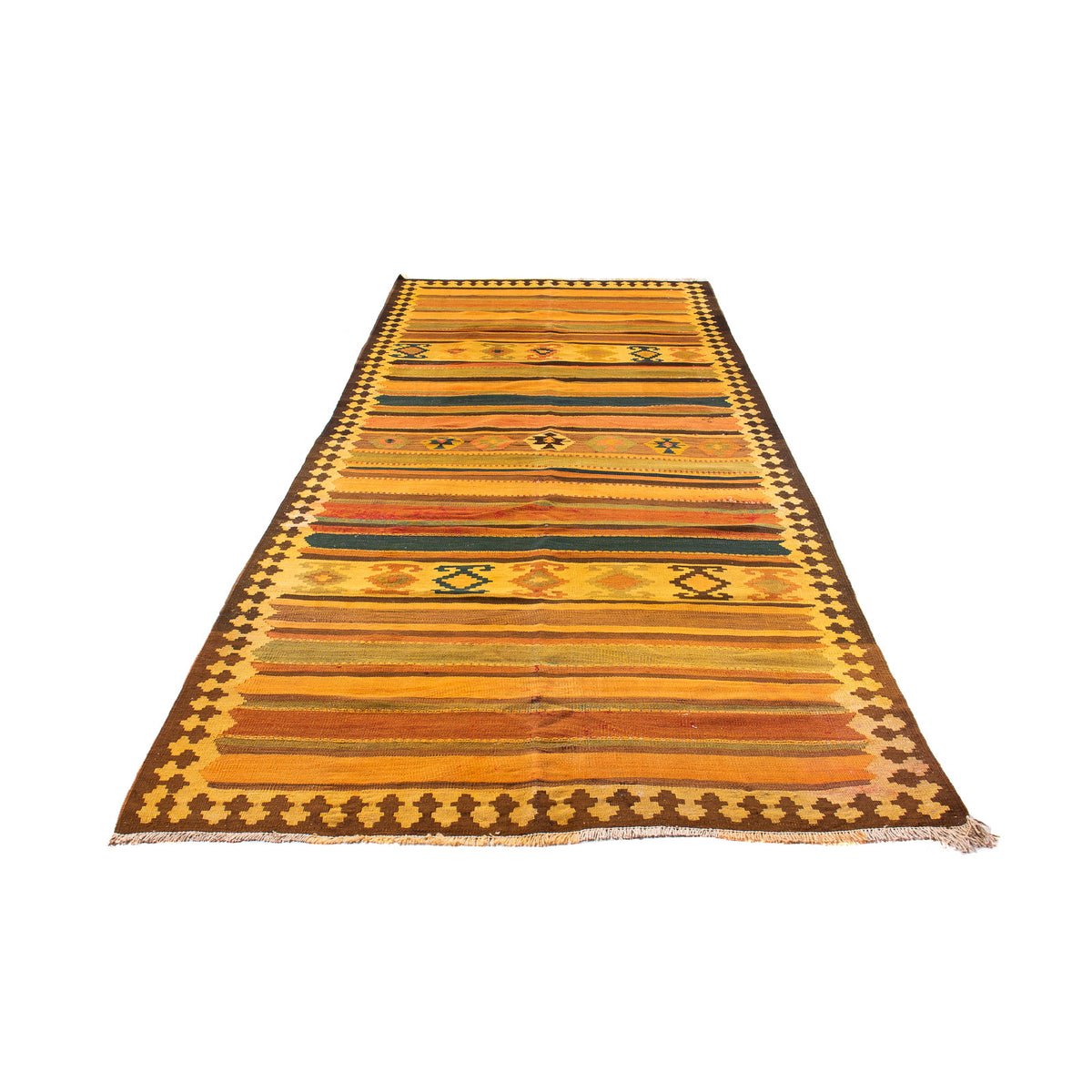 Alfombra de pasillo Alfombra Kelim - Antigua - 355 x 160 cm - multicolor