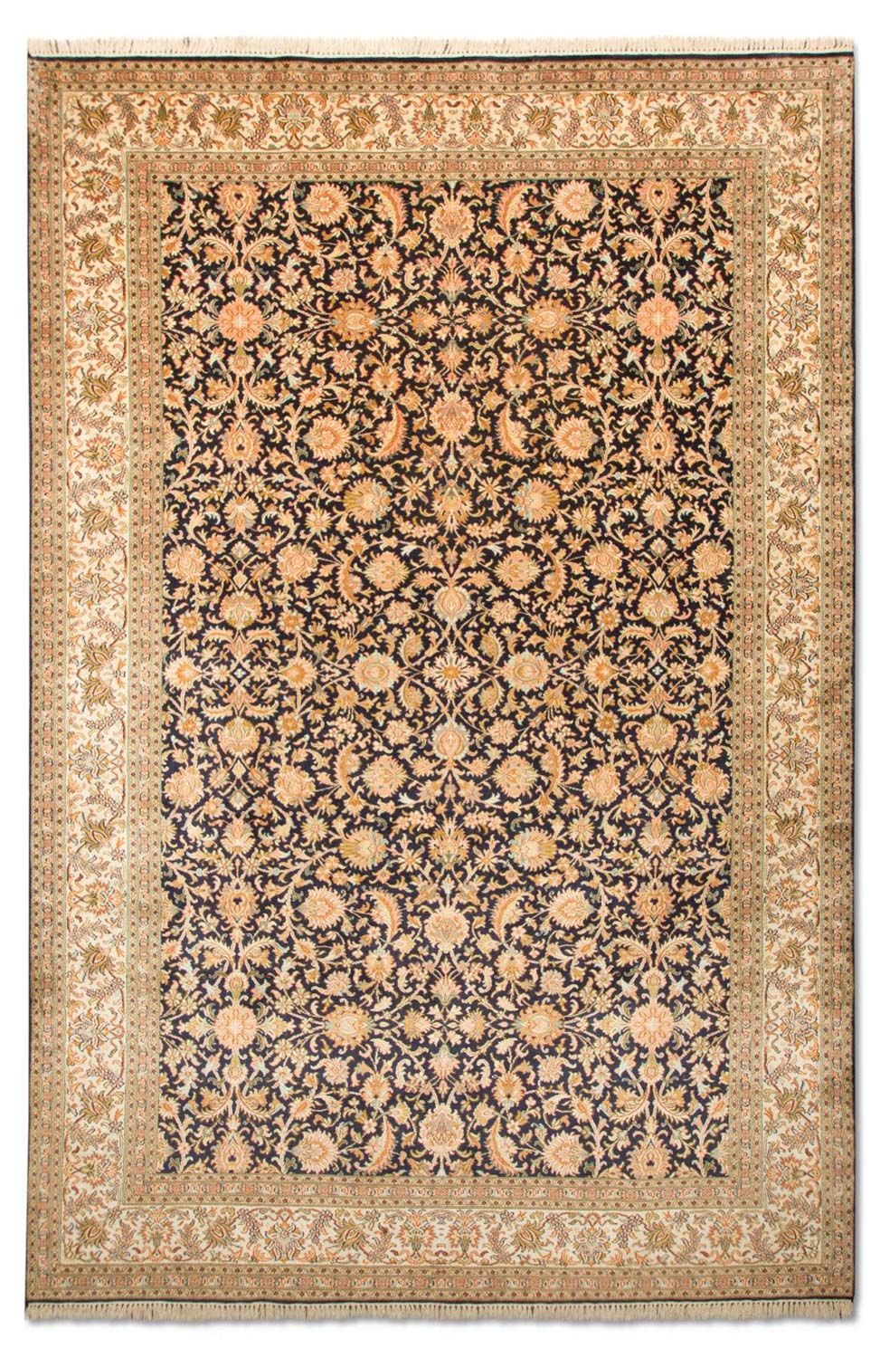 Alfombra de seda - Seda de Cachemira - 285 x 183 cm - azul oscuro