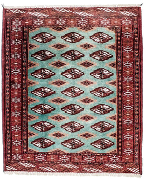 Alfombra Turkaman - 124 x 100 cm - turquesa