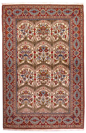 Alfombra persa - Ghom - 215 x 141 cm - rojo