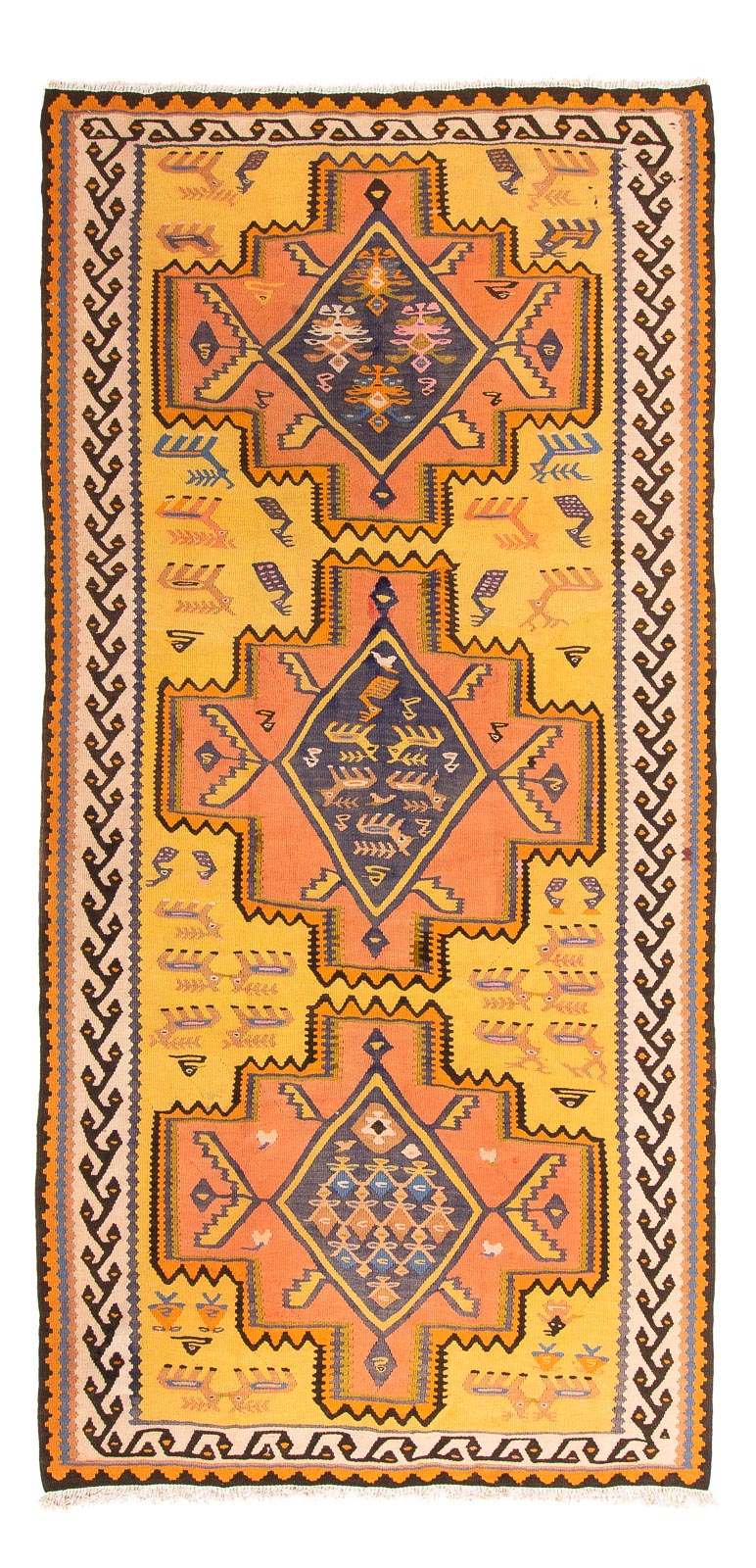 Alfombra de pasillo Alfombra Kelim - Antigua - 280 x 147 cm - multicolor