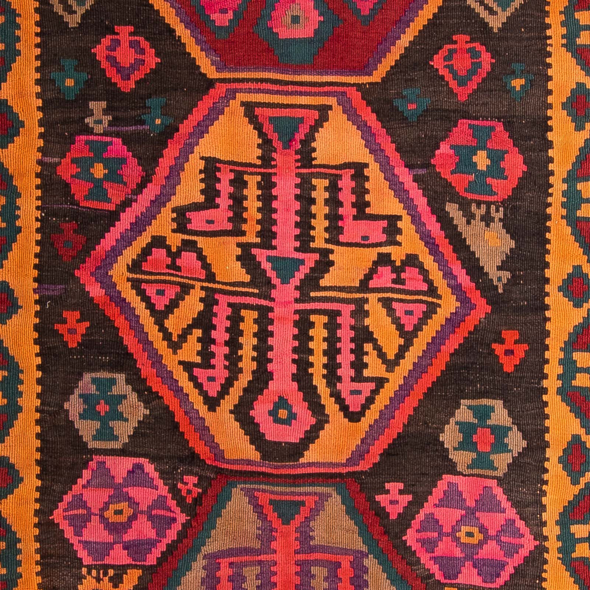 Alfombra de pasillo Alfombra Kelim - Antigua - 375 x 142 cm - multicolor