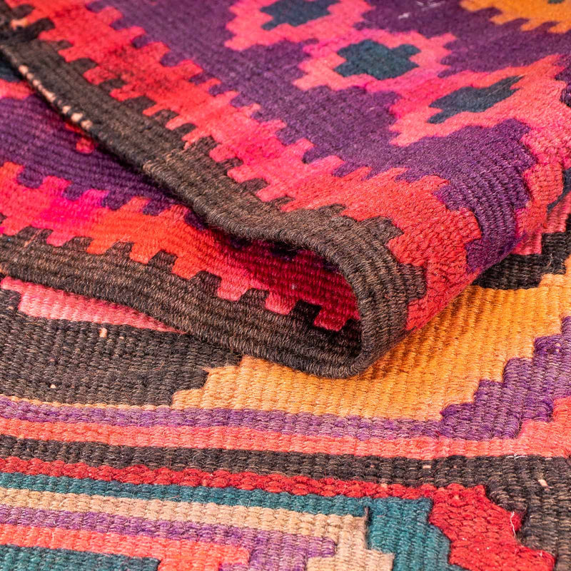 Alfombra de pasillo Alfombra Kelim - Antigua - 375 x 142 cm - multicolor