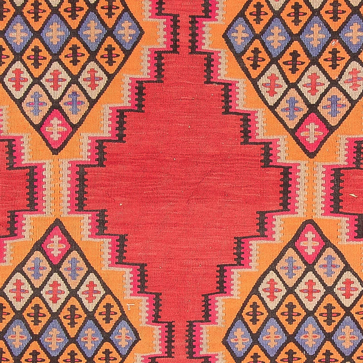 Alfombra de pasillo Alfombra Kelim - Antigua - 395 x 180 cm - rojo