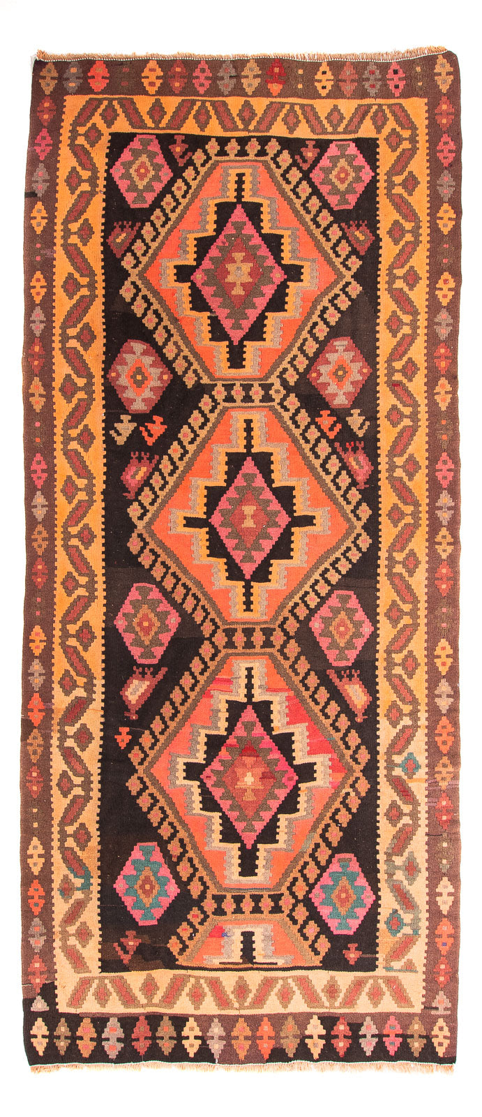 Alfombra de pasillo Alfombra Kelim - Antigua - 320 x 150 cm - multicolor