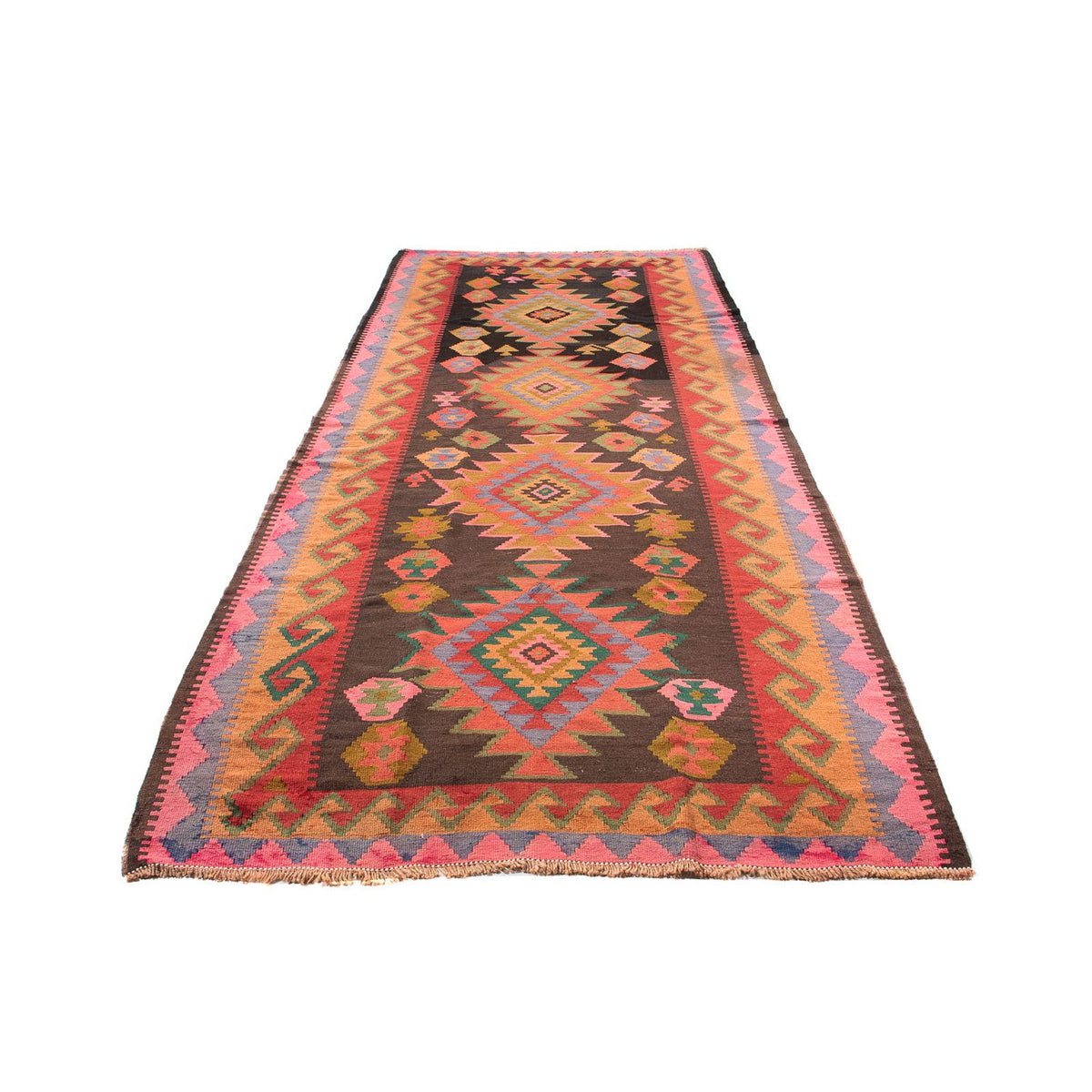Alfombra de pasillo Alfombra Kelim - Antigua - 330 x 155 cm - multicolor