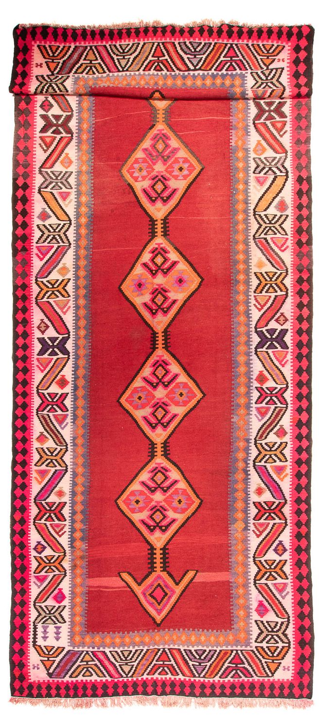 Alfombra de pasillo Alfombra Kelim - Antigua - 490 x 190 cm - rojo