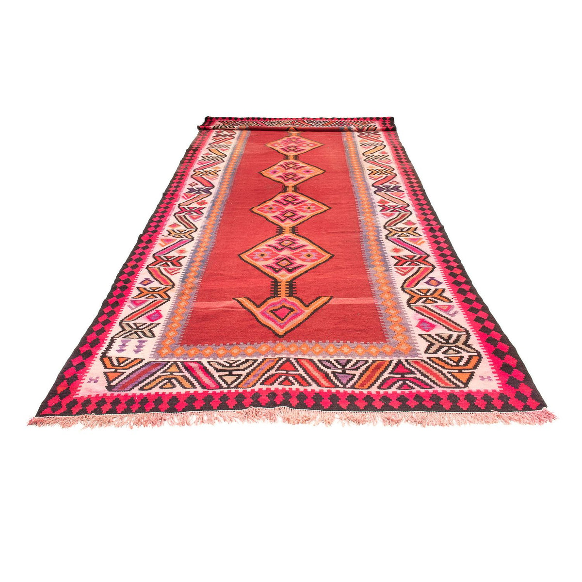 Alfombra de pasillo Alfombra Kelim - Antigua - 490 x 190 cm - rojo