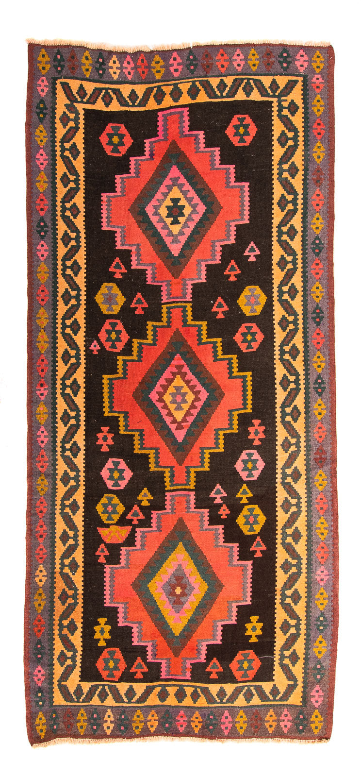 Alfombra de pasillo Alfombra Kelim - Antigua - 300 x 150 cm - multicolor