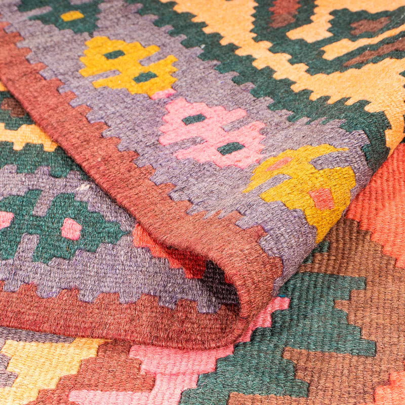 Alfombra de pasillo Alfombra Kelim - Antigua - 300 x 150 cm - multicolor