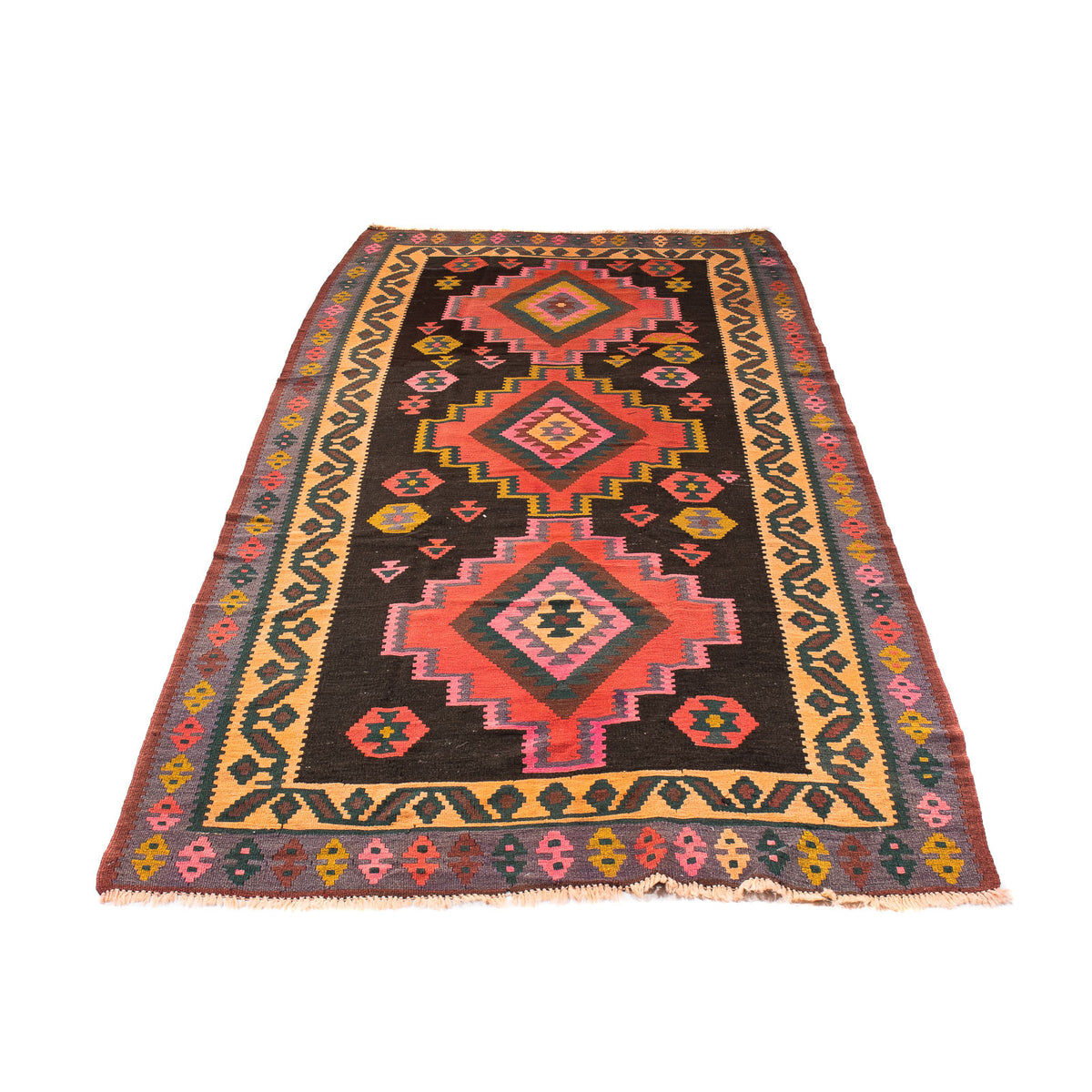 Alfombra de pasillo Alfombra Kelim - Antigua - 300 x 150 cm - multicolor