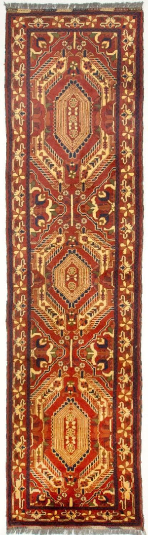 Alfombra de pasillo Alfombra afgana - Hatschlu - 307 x 83 cm - rojo