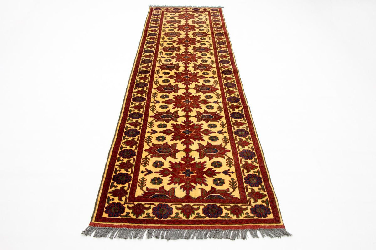 Alfombra de pasillo Alfombra afgana - Hatschlu - 304 x 80 cm - rojo