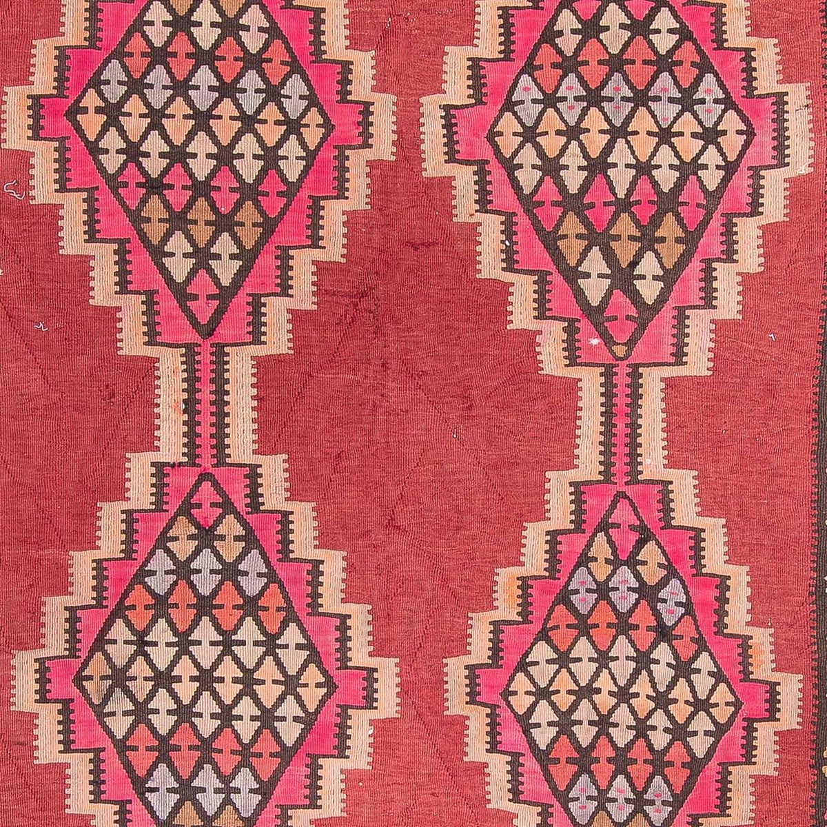 Alfombra de pasillo Alfombra Kelim - Antigua - 380 x 185 cm - rojo