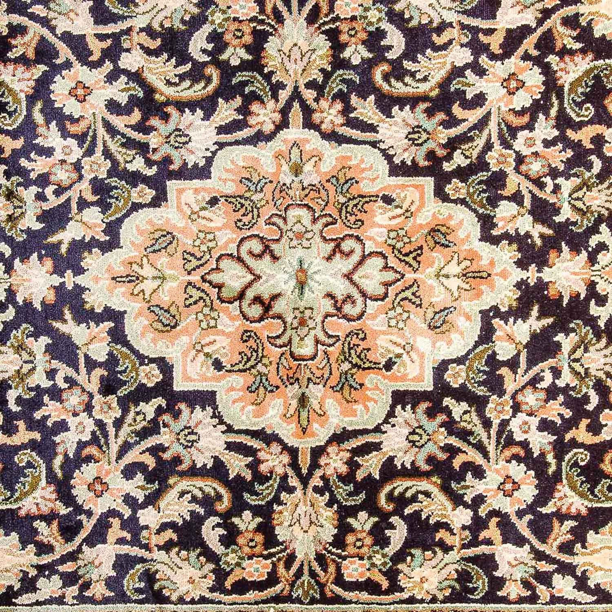 Alfombra de seda - Seda de Cachemira - 156 x 95 cm - azul oscuro