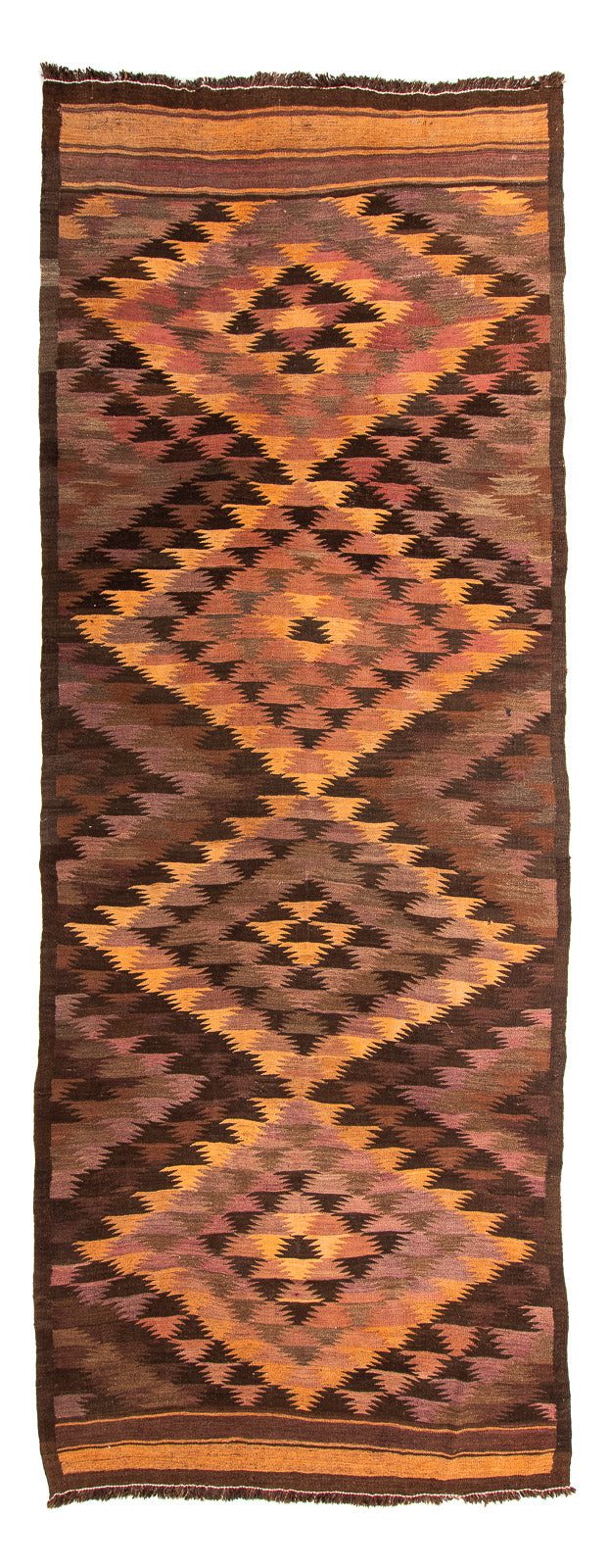 Alfombra de pasillo Alfombra Kelim - Antigua - 380 x 145 cm - multicolor