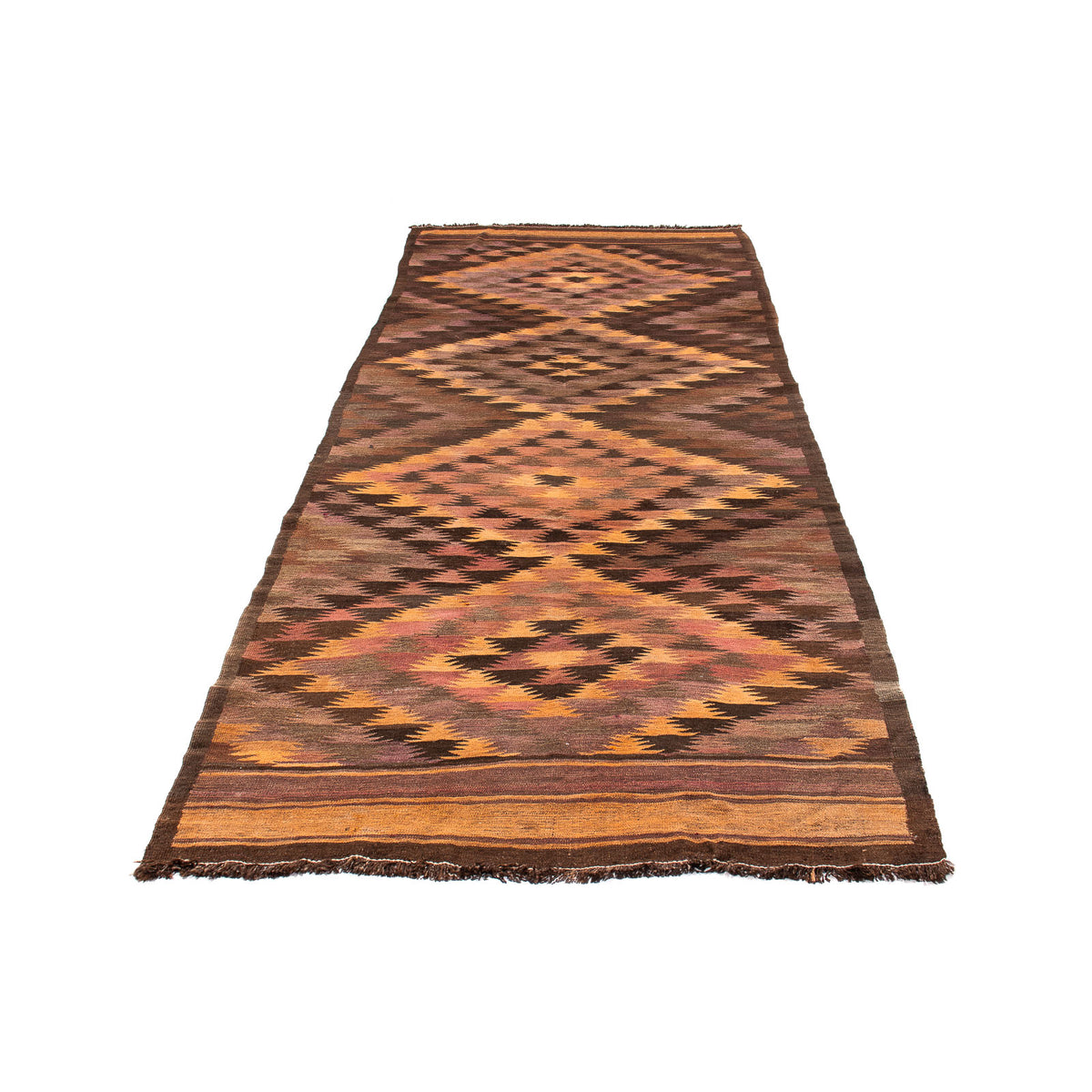 Alfombra de pasillo Alfombra Kelim - Antigua - 380 x 145 cm - multicolor