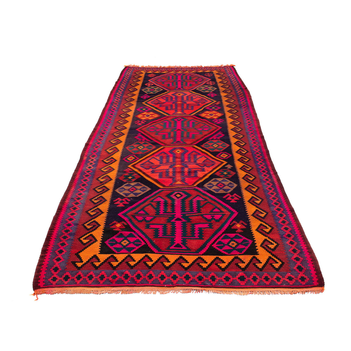 Alfombra de pasillo Alfombra Kelim - Antigua - 345 x 150 cm - multicolor