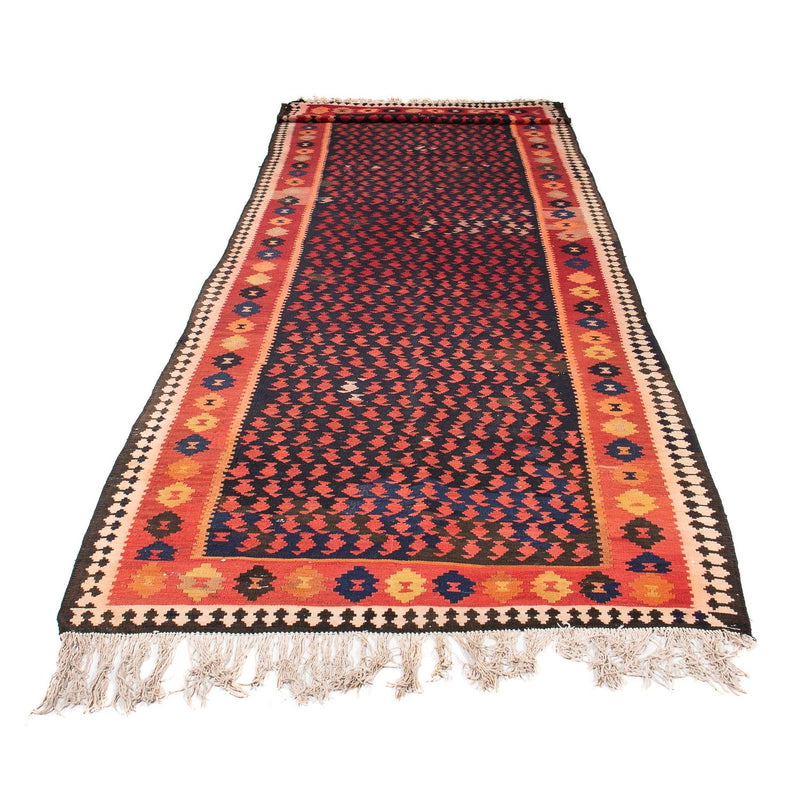 Alfombra de pasillo Alfombra Kelim - Antigua - 450 x 120 cm - azul oscuro