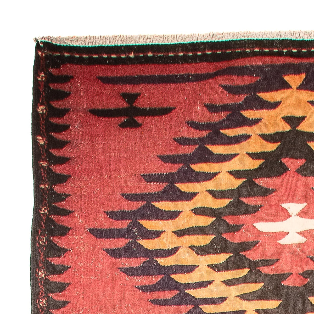 Alfombra de pasillo Alfombra Kelim - Antigua - 435 x 150 cm - rojo claro