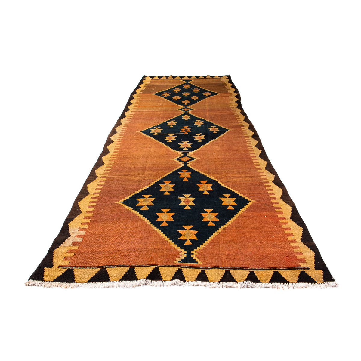 Alfombra de pasillo Alfombra Kelim - Antigua - 375 x 124 cm - multicolor