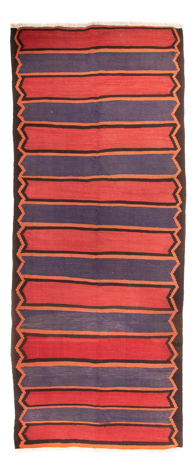 Alfombra de pasillo Alfombra Kelim - Antigua - 385 x 155 cm - marrón