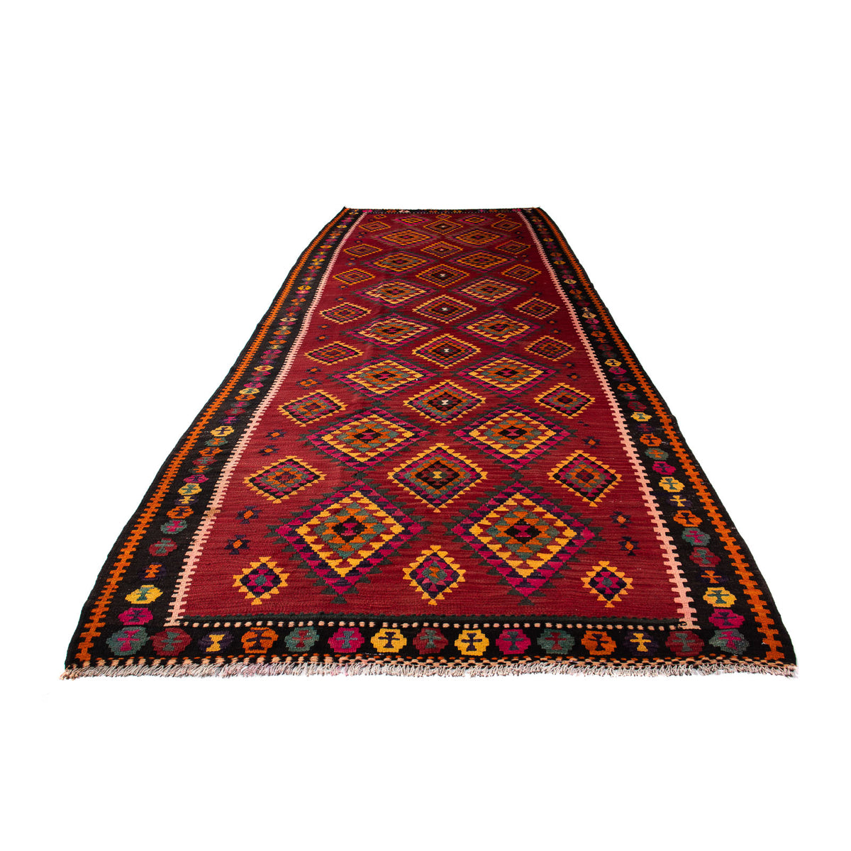 Alfombra de pasillo Alfombra Kelim - Antigua - 390 x 147 cm - multicolor