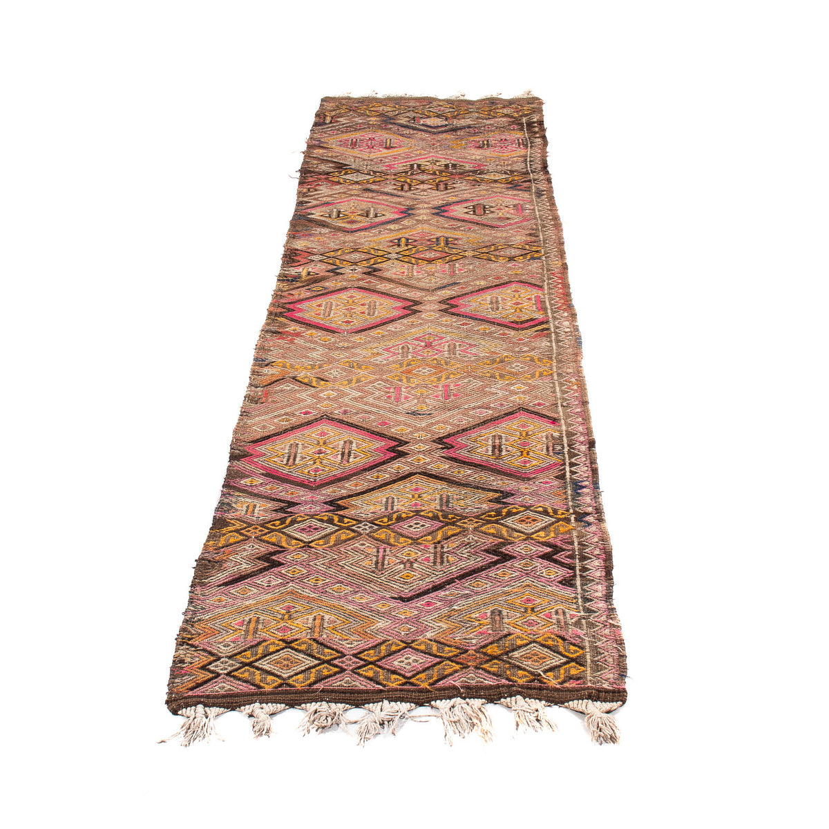 Alfombra de pasillo Alfombra Kelim - Antigua - 356 x 152 cm - multicolor