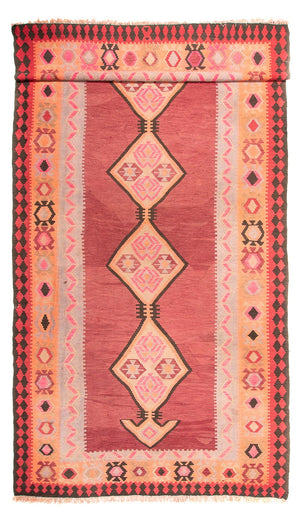 Alfombra de pasillo Alfombra Kelim - Antigua - 435 x 200 cm - rojo claro