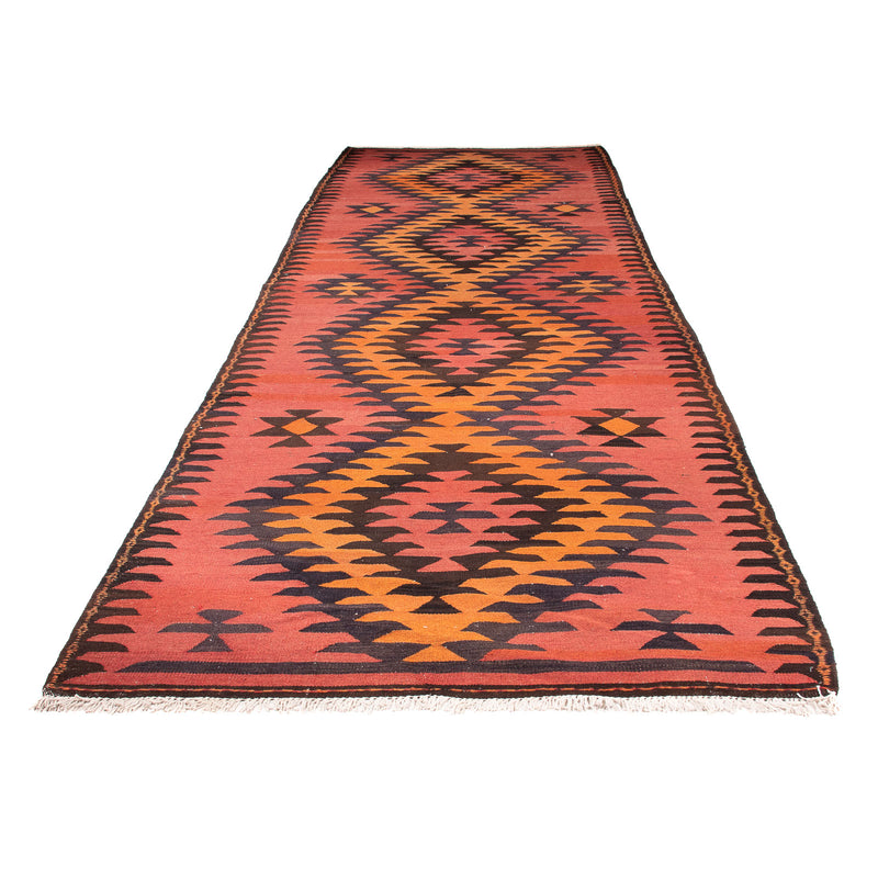 Alfombra de pasillo Alfombra Kelim - Antigua - 400 x 140 cm - rojo claro