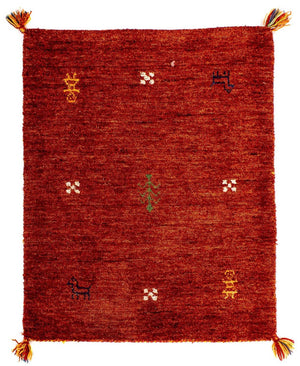 Alfombra Gabbeh - Indus - 90 x 60 cm - rojo oscuro
