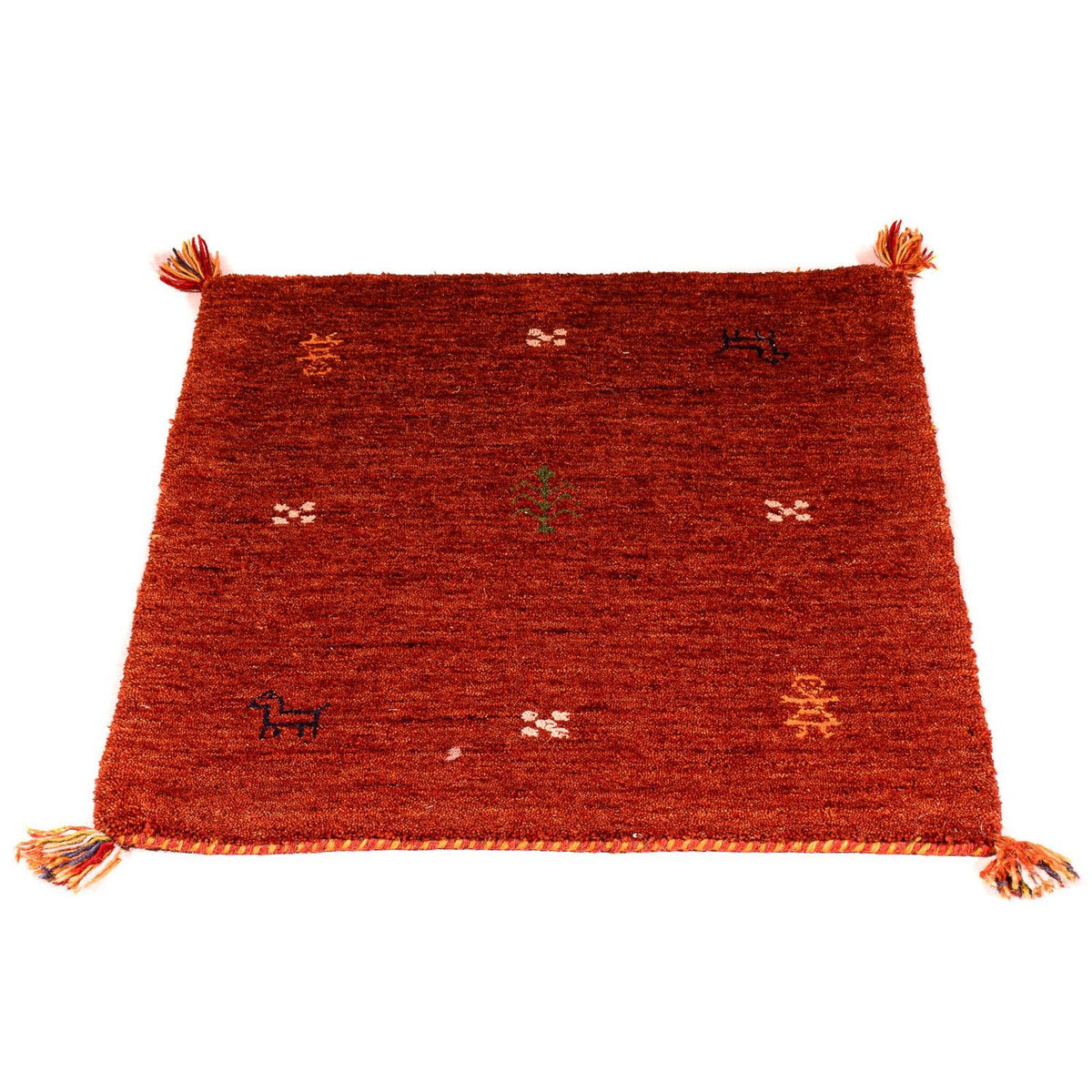 Alfombra Gabbeh - Indus - 90 x 60 cm - rojo oscuro